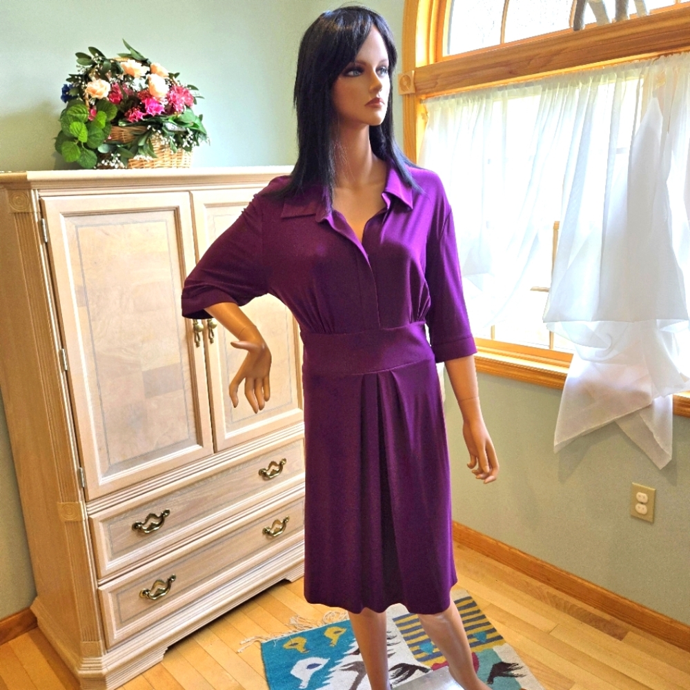 Tiana B. Brand Dress, Solid Purple, ¾ Length Sleeves, Size XL